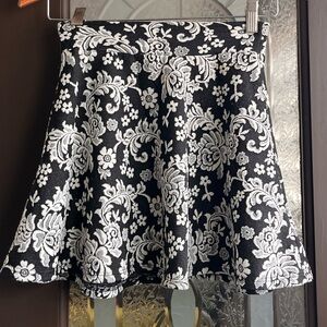 Charlotte Russe Black and White Floral Skater Skirt